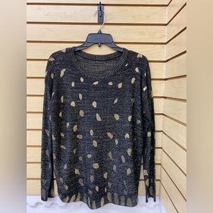 Long Sleeve Black and Golden Sweatshirt